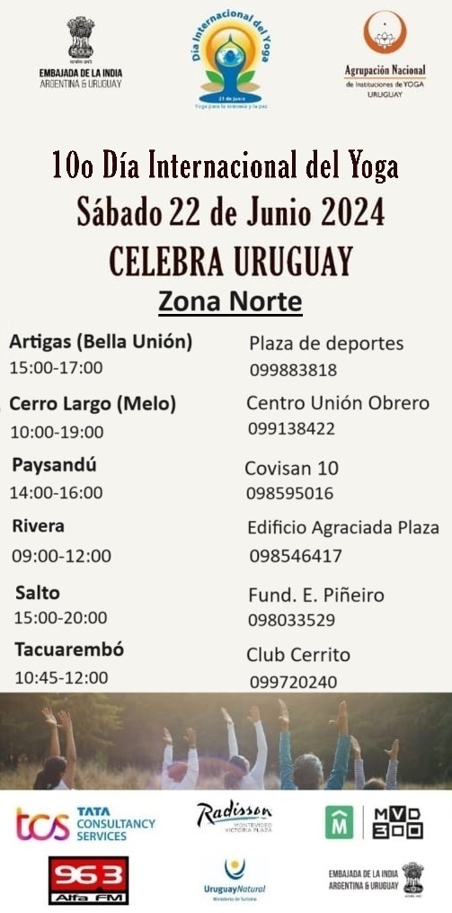 texto de descripción de actividad en Zona Norte Celebra Uruguay sábado 22 de Junio 2024